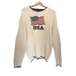 Vintage Roundtree & Yorke Americana Cable Knit‎ Sweater Women’s XL Nautical